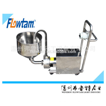 stainless steel high shear inline mixer with trolley and hopper